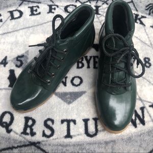 Lands End Green Rubber Ankle Boots
